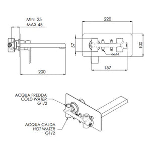 MISCELATORE MONOCOMANDO LAVABO AD INCASSO ARTIC- Nero Opaco- MARIA- pezzi 1