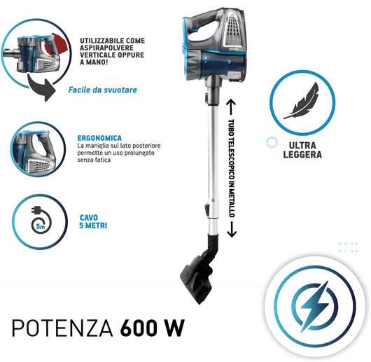Zephir SCOPA ASPIRAPOLVERE CICLONICA 2 in1 ''ZHV185'' 600 W