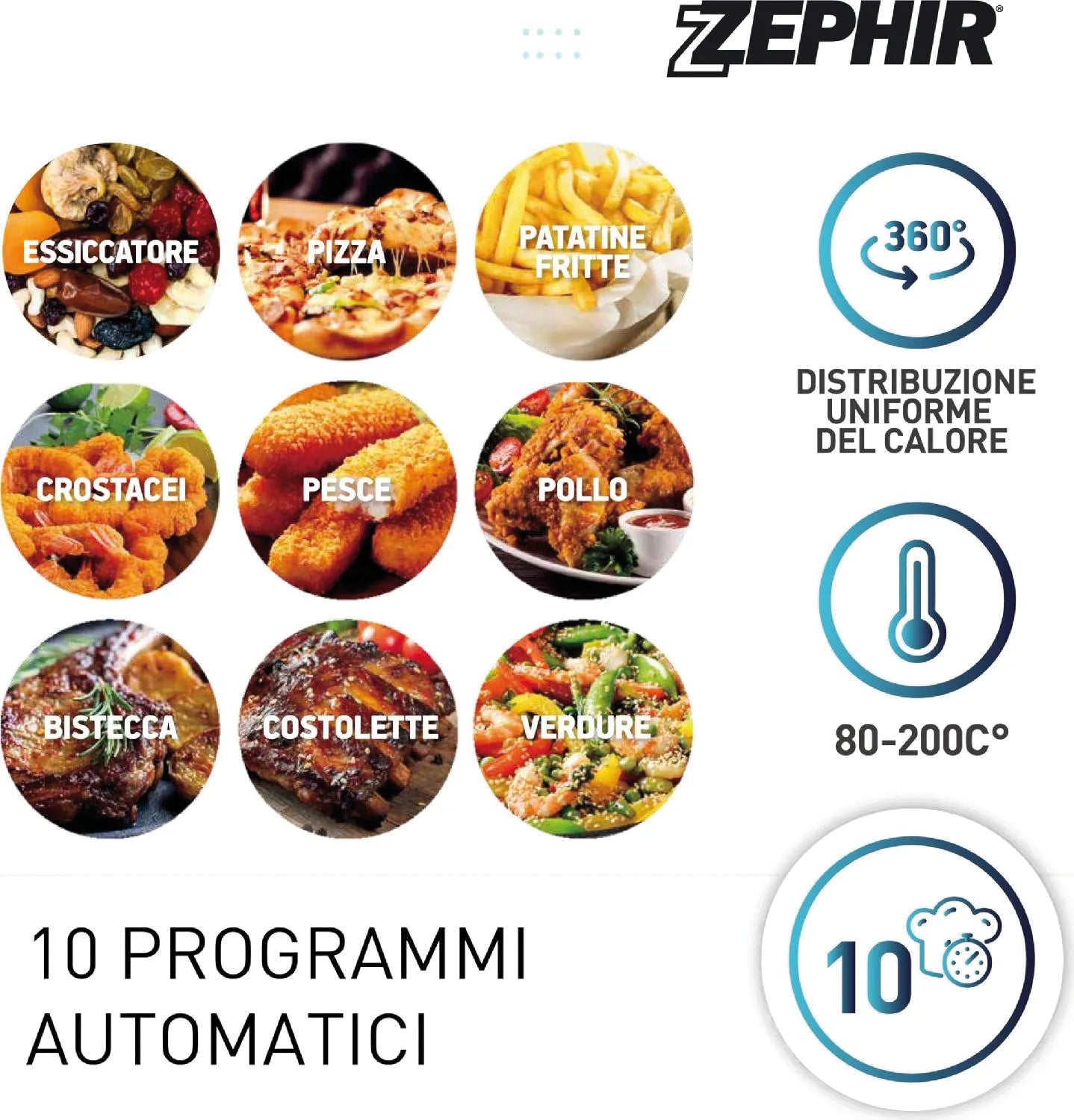 Zephir FRIGGITRICE AD ARIA ZHC122N 12 litri, 1800 W