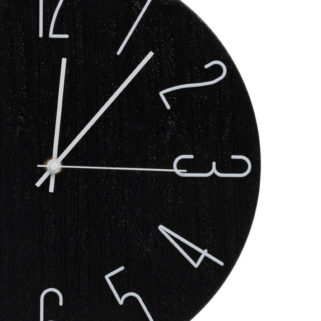 Orologio da Parete Nasvin 30 cm Effetto Legno Nero con Numeri Bianchi Design Moderno Minimalista per Soggiorno Cucina Ufficio