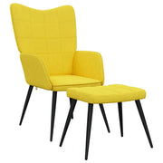 Poltrona | Sedia Relax con Sgabello Giallo Senape in Tessuto
