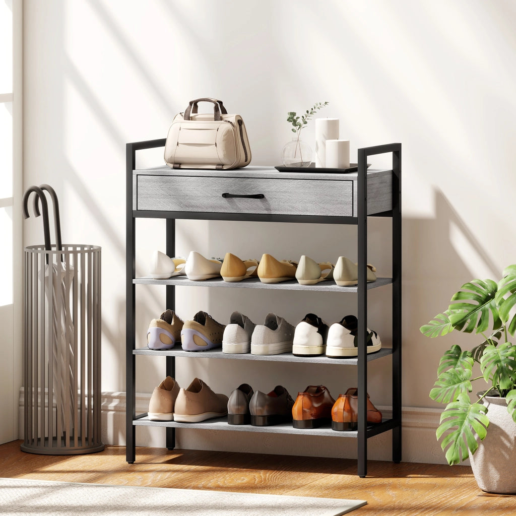 Scarpiera 4 Ripiani ¨C Zephmum ¨C Grigio Metallo 9 Paia