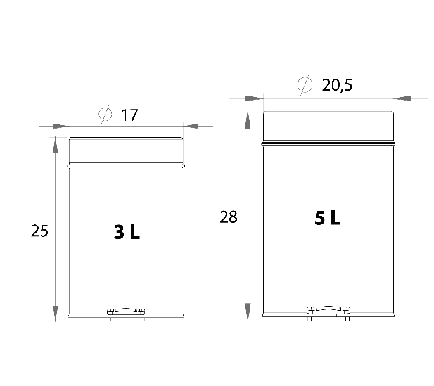 PATTUMIERA FRESIA- Grigia lt. 5 Diam. 20,5 x H.28- DH- pezzi 1