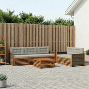 Set di divani da esterno 6 pz Naturale e Grigio Chiaro 3383019