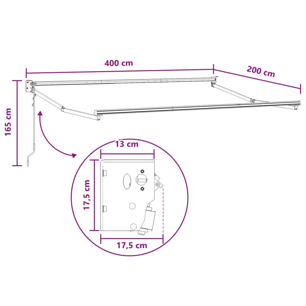 Tenda retrattile Tortora 4 x 2 m Poliestere e Metallo 3425765
