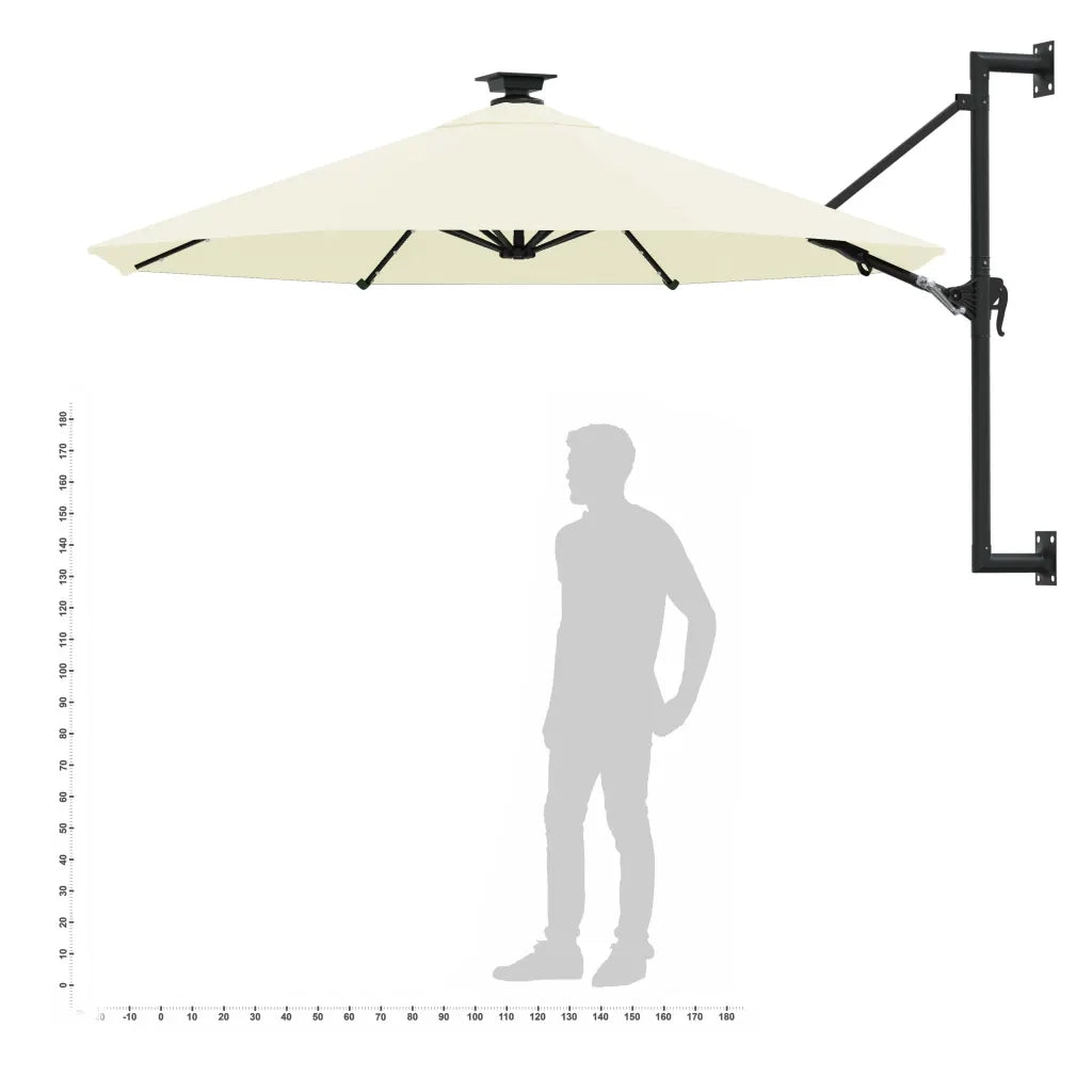 Ombrellone da Giardino-Ombrello da Balcone a Parete con LED 300 cm Sabbia