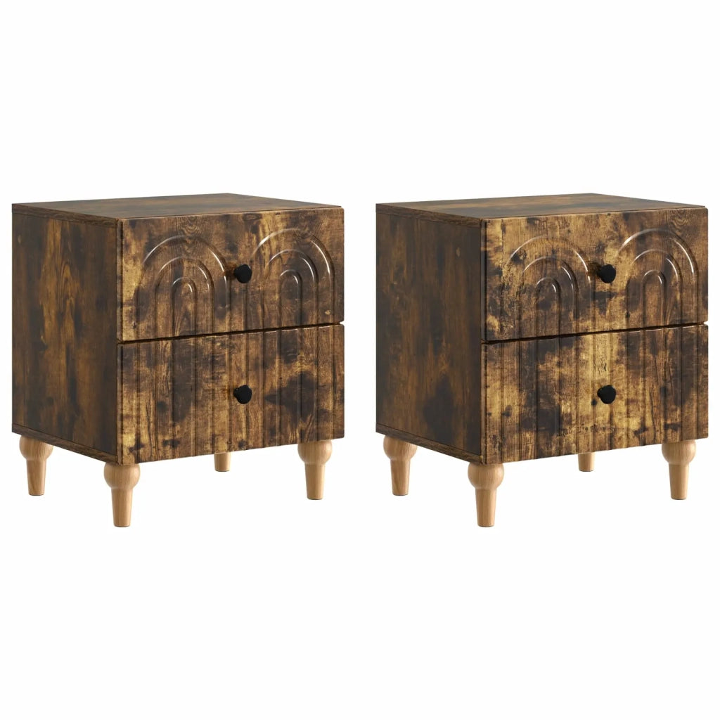Armadio da Notte 2 pcs Rovere Fumo 43 x 34,5 x 48 cm