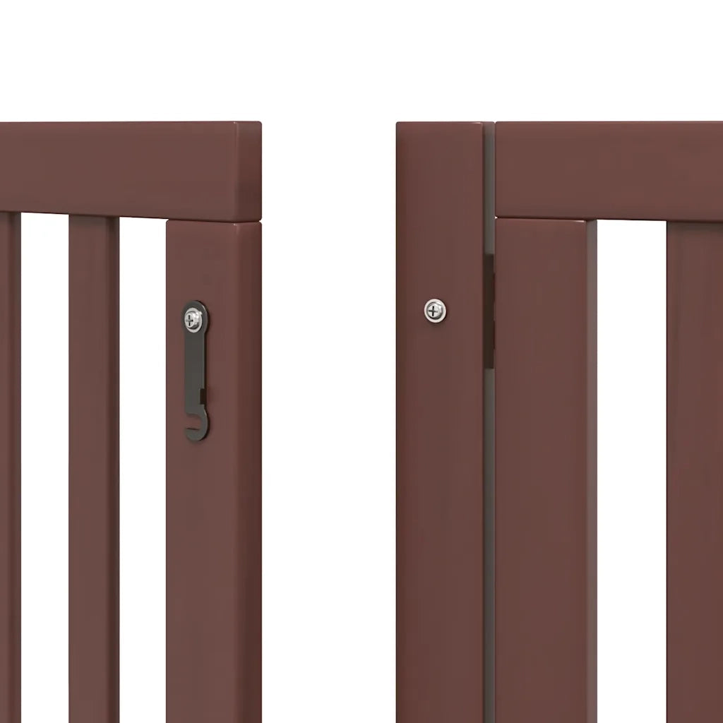 Cancello Cani Porta Pieghevole Marrone 9 Pannelli 450cm Pioppo CFW1883563