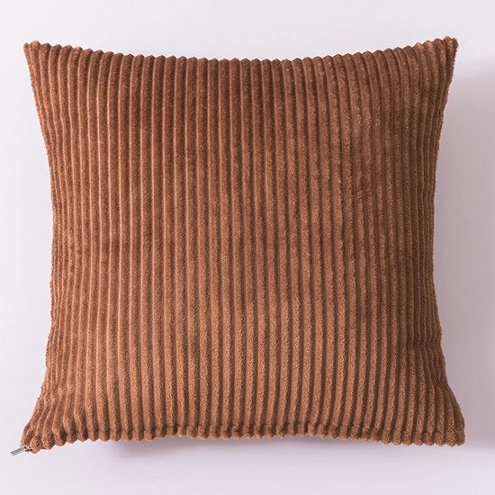 Cuscino quadrato con strisce - 2-pack - Cuscino liscio - Cuscino per divano - Copertura morbida a microfibra - Cuscino per testa per letto - Copertura decorativa per cuscino - Per divani, poltrone e letti - 45x45cm - Marrone