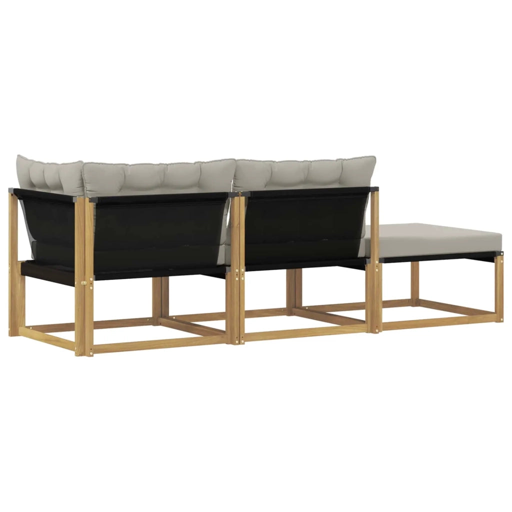 Set di divani da esterno-Sofa da giardino con cuscino Bianco e Grigio Chiaro