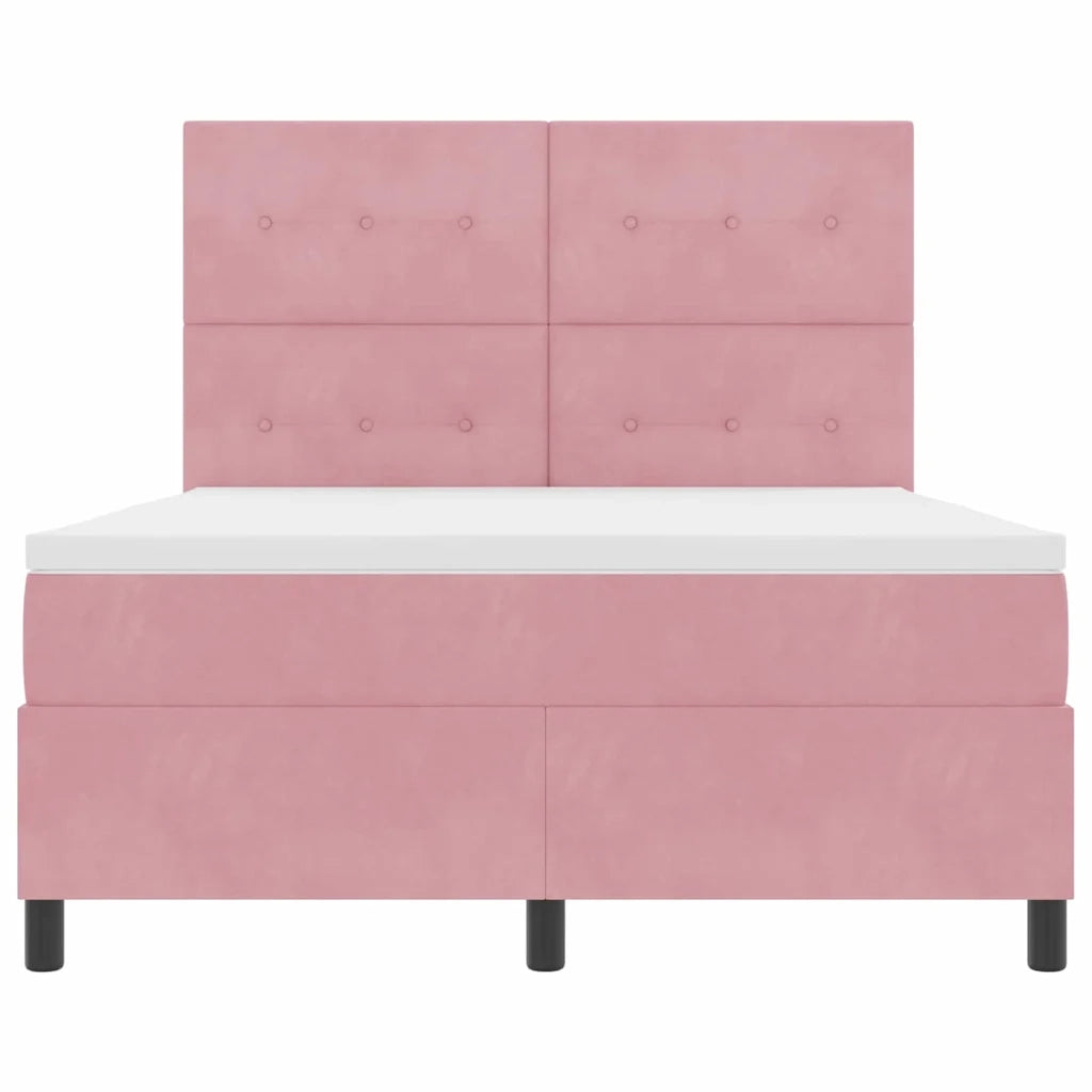 Letto a Sorgente LED con materasso Rosa 160 x 200 cm Velluto 3343327