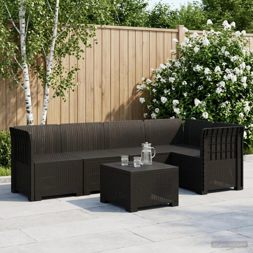 Divano da Giardino 5 Posti Stile Rattan PP Antracite 3444030