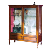 Vetrina classica in legno 2 porte 2 cassetti finitura bassano l.108 p.40 h.130 - Mobili 2G