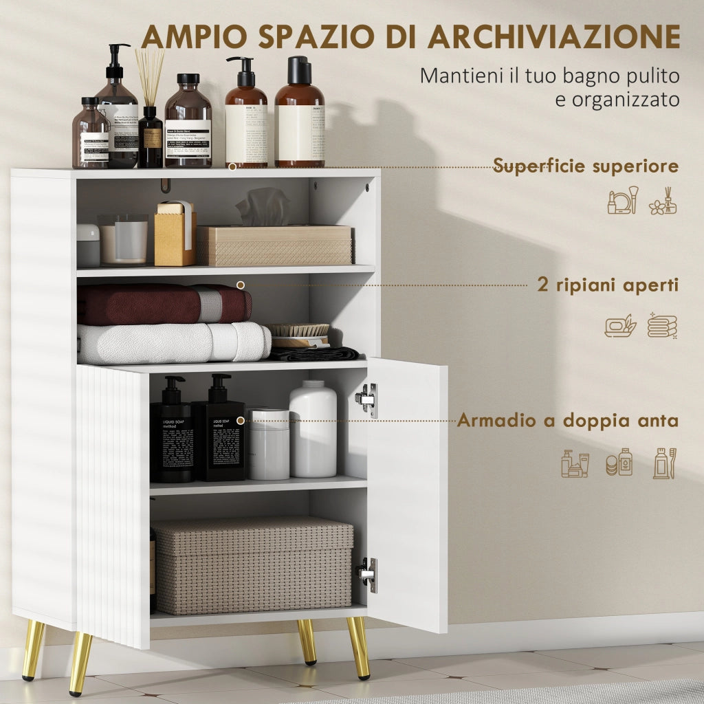 Mobile Bagno con Armadietto e Ripiani ¨C Zephmum ¨C Bianco 60x31.8x93 cm