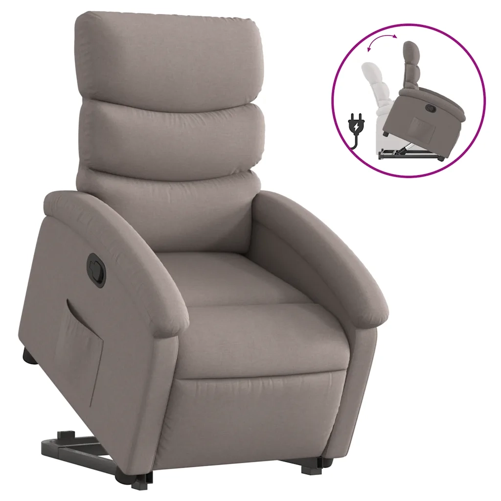 Poltrona Alzapersona Reclinabile Tortora in Tessuto 3203986