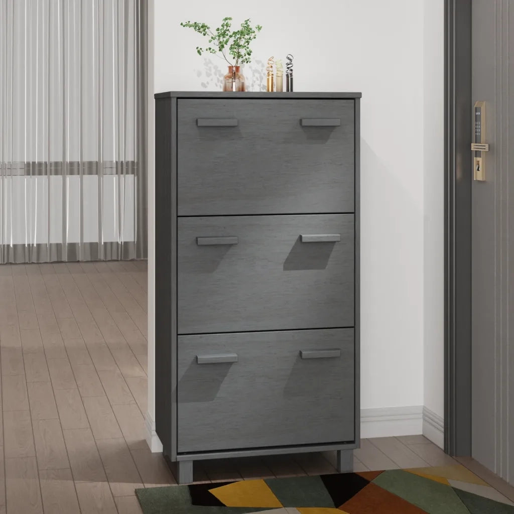 Scarpiera | Mobile per scarpe HAMAR Grigio Scuro 59,5x35x117 cm in Legno di Pino
