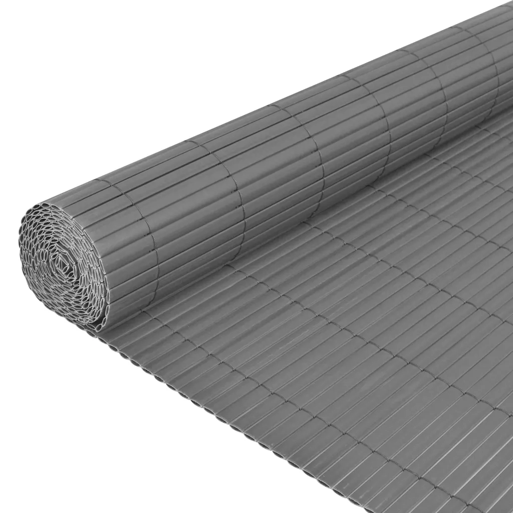 Recinzione da Giardino a Doppio Lato in PVC 90x500 cm Grigia 43631