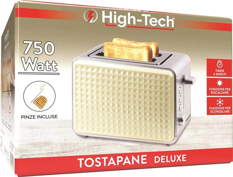 HIGH-TECH TOSTAPANE DA 750 WATT IN ACCIAIO E FINITURE AVORIO