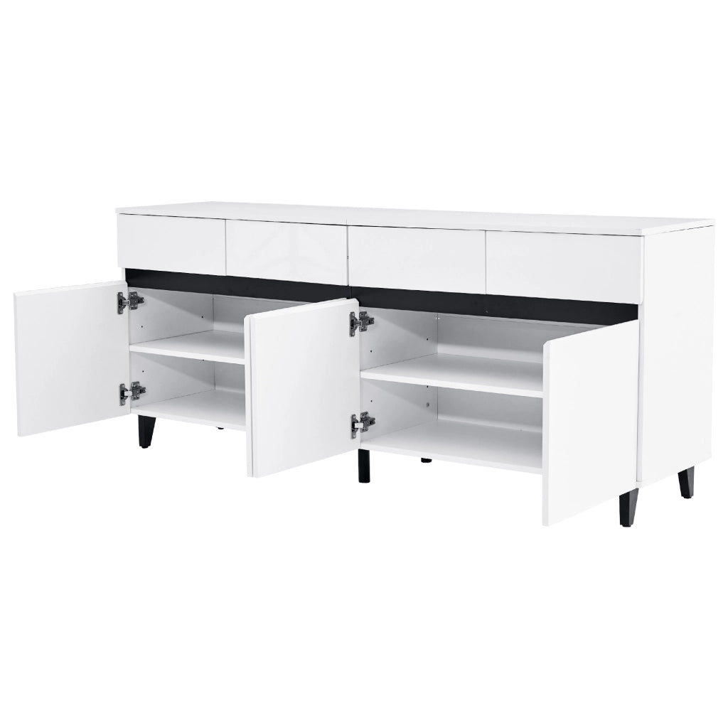 Credenza con 4 cassetti e 2 ante; ripiani regolabili - per soggiorno - 160x40x68 cm