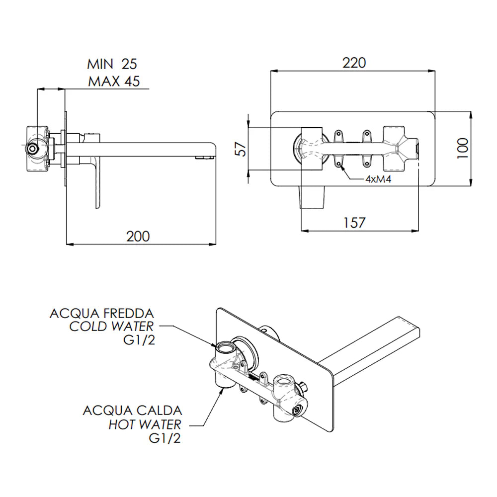MISCELATORE MONOCOMANDO LAVABO AD INCASSO ARTIC- Bianco Opaco- MARIA- pezzi 1