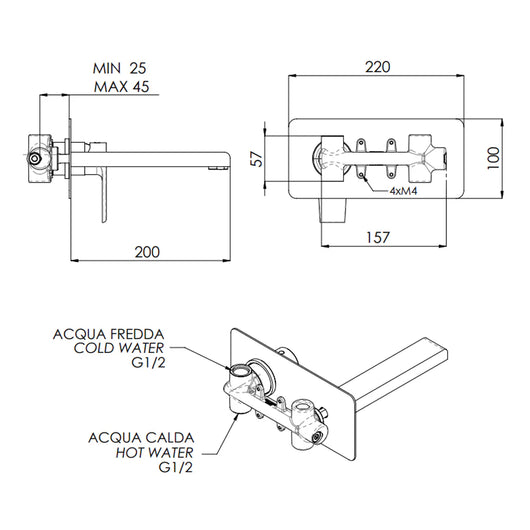 MISCELATORE MONOCOMANDO LAVABO AD INCASSO ARTIC- Bianco Opaco- MARIA- pezzi 1