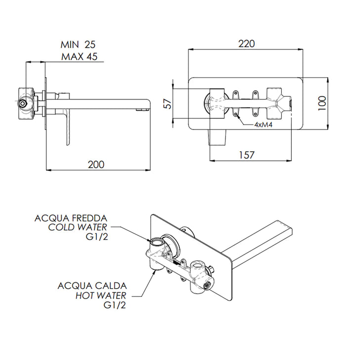 MISCELATORE MONOCOMANDO LAVABO AD INCASSO ARTIC- Bianco Opaco- MARIA- pezzi 1