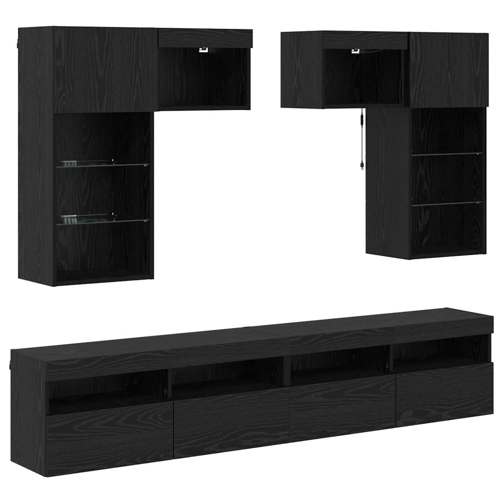 Unità per TV a Muro 6 pcs 100 x 30 x 40 cm Rovere artigianale