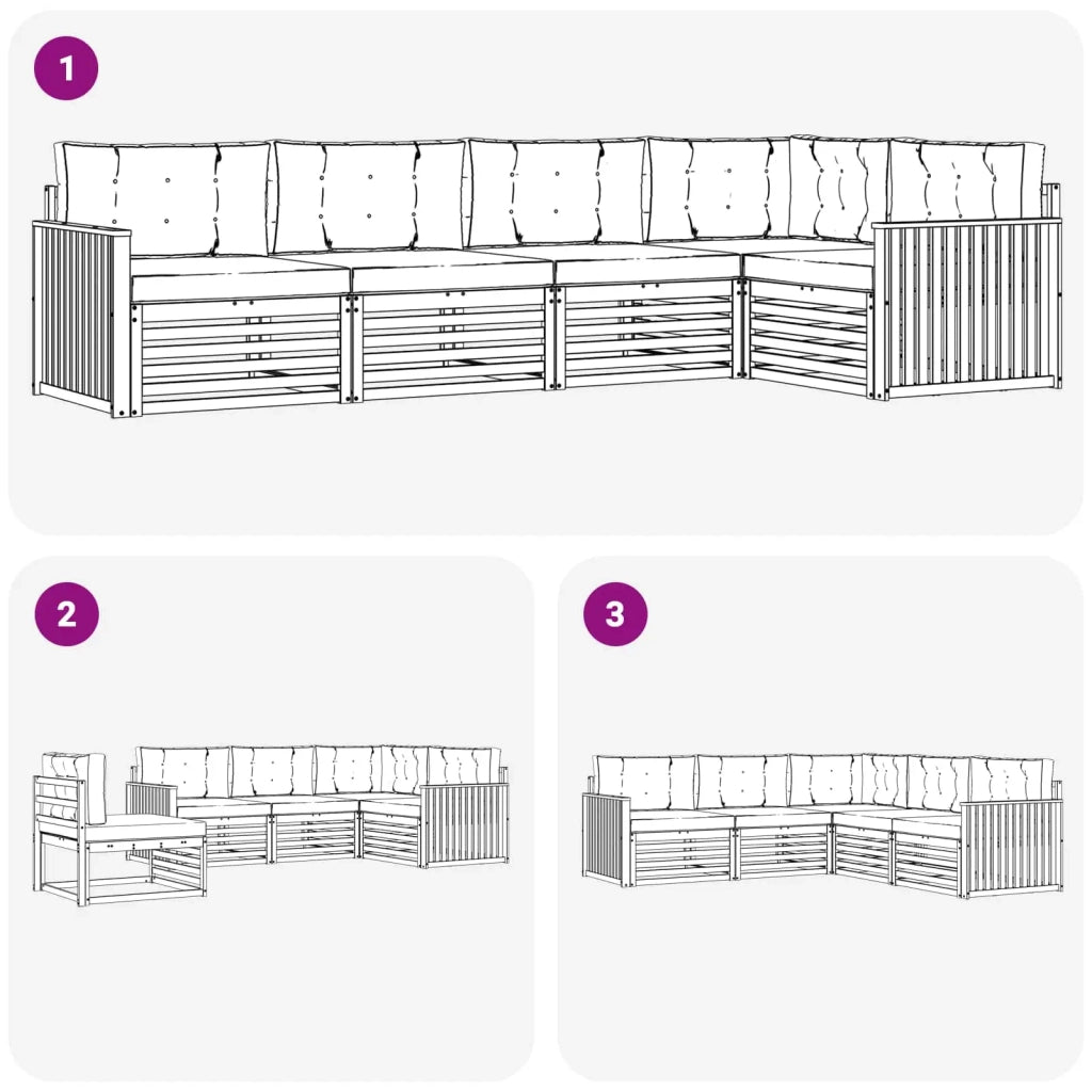 Set di divani da esterno con cuscino 5 pcs Naturale e Crema 3373455