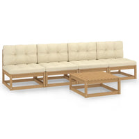 Set Divani da Giardino 5 pz con Cuscini Legno Massello di Pino 3076397
