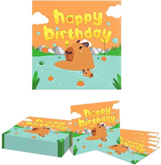Serviette per Festa da 20 pezzi - Capibara Decorazione per Festa - Festa per Ragazzi/Ragazze - 33x33CM - Disegno Cartone Carino - Serviette per Festa