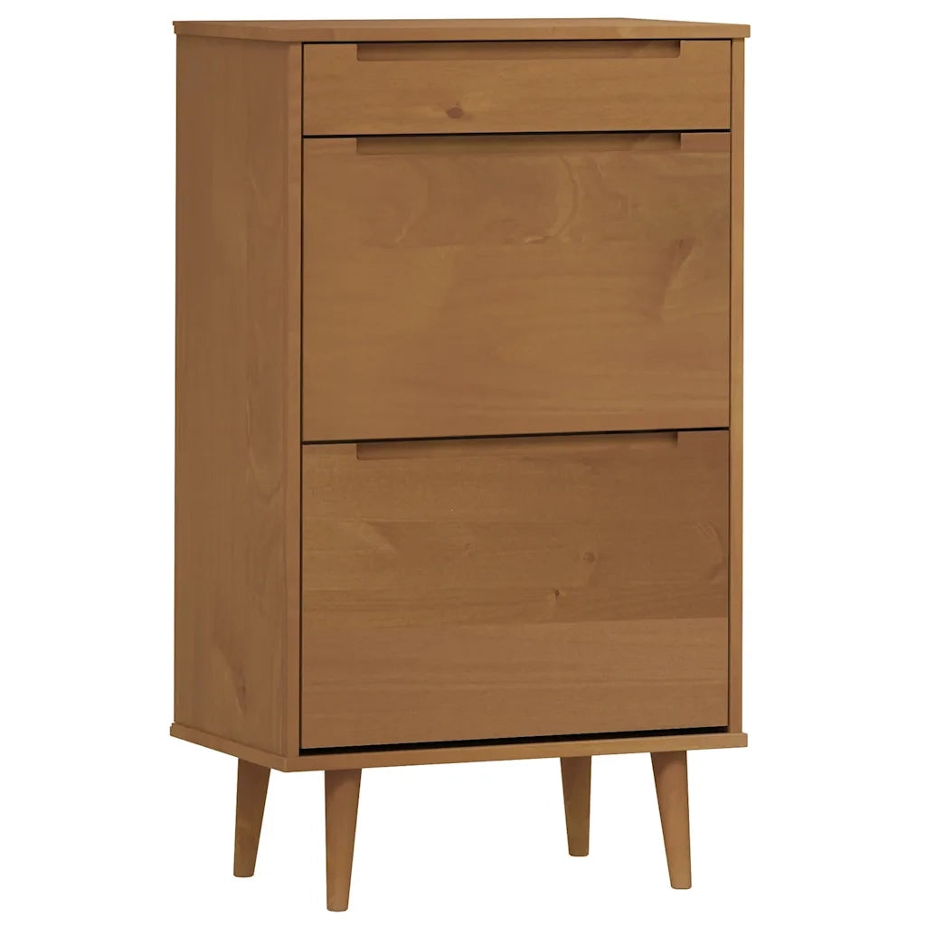 vidaXL Scarpiera MOLDE Marrone 59,5x35x103cm in Legno Massello di Pino