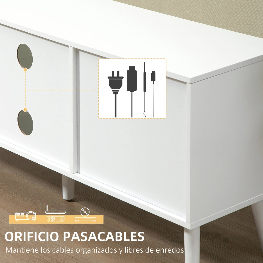 Mobile TV con 2 Cassetti e Ripiani Aperti ¨C Xylo ¨C Bianco e Grigio 110x29x46,5 cm