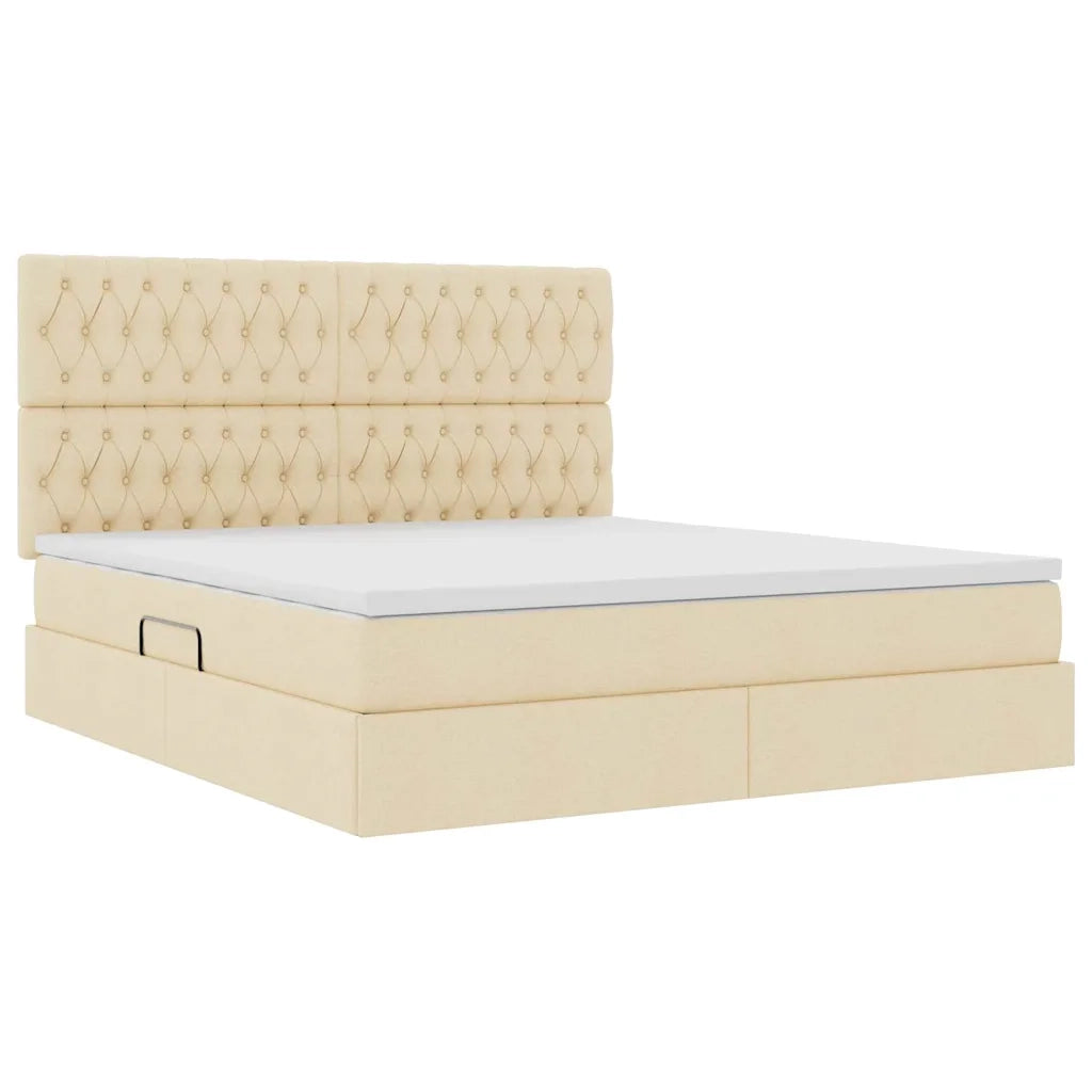 Letto con contenitore e LED Crema 160 x 200 cm Poliestere