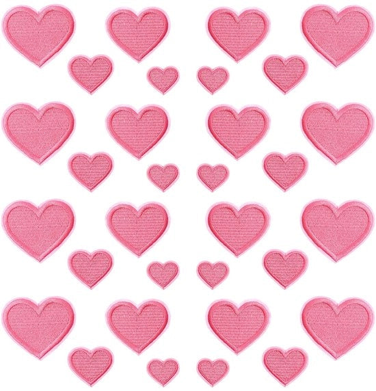 32 pezzi di adesivi per tessuto a forma di cuore, cuore a maglia, mini-patch per cucire, patch a maglia per abbigliamento, cappelli, borse, accessori di decorazione DIY