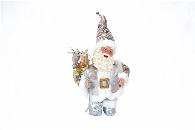 Babbo Natale Decorazione Natalizia con Carillon Argento 45 cm