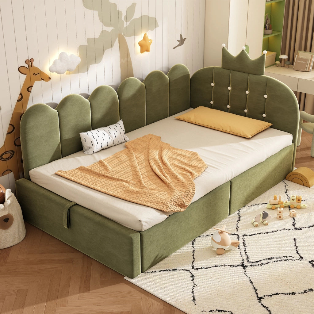 LETTO A DAYBED L-FORM 90x190 cm Velluto Verde con struttura idraulica