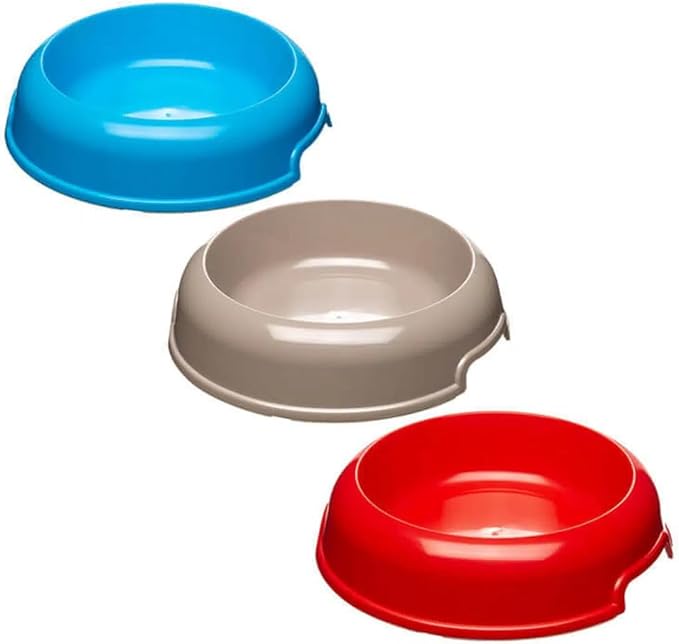 Ciotola per cani e gatti in plastica riciclata 1 litro Ø 23 cm con bordo antiscivolo e maniglie laterali colori assortiti Ferplast
