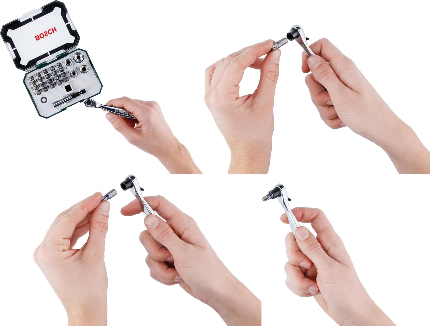 Set Avvitamento Rainbow Evo 26 Pezzi con Cricchetto Bussole e Bit Magnetici Codificati a Colori Bosch