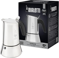 Caffettiera Venus 4 Tazze in Acciaio Inox Lucido e Satinato Compatibile con Induzione Made in Italy Bialetti