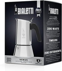 Caffettiera Venus 4 Tazze in Acciaio Inox Lucido e Satinato Compatibile con Induzione Made in Italy Bialetti