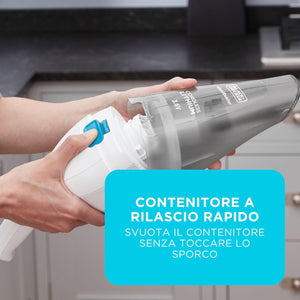 Aspirapolvere Portatile Senza Fili NVC115JL a Batteria Litio 3,6V Leggero e Compatto con Bocca Larga Black&Decker