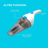 Aspirapolvere Portatile Senza Fili NVC115JL a Batteria Litio 3,6V Leggero e Compatto con Bocca Larga Black&Decker