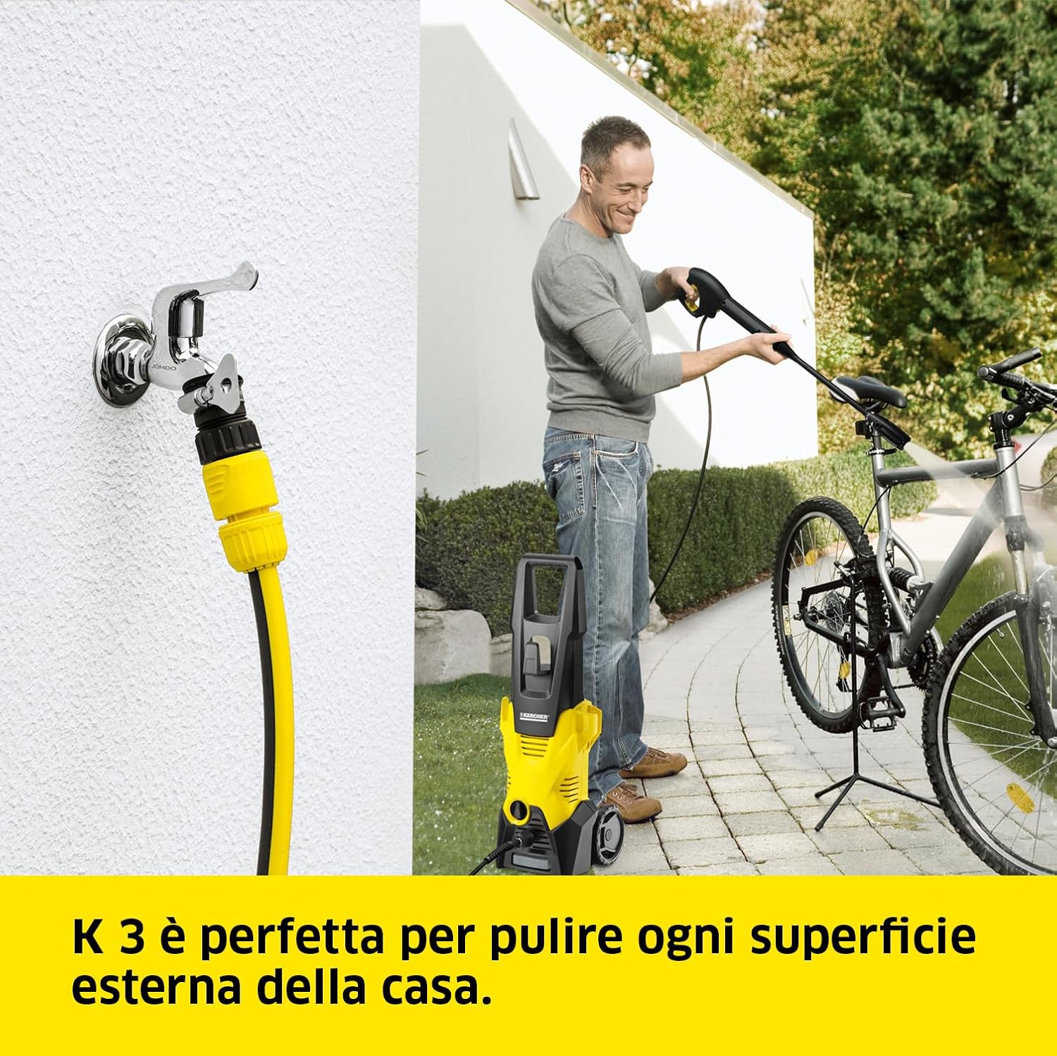 Idropulitrice ad Acqua Fredda K3 1600W con Lancia Vario Power Ugello Mangiasporco e Serbatoio Detergente Karcher