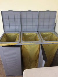 Pattumiera Ecoline3 a 3 Ante per Raccolta Differenziata 3 Sacchi da 110 Litri 102x39x89 cm Terry