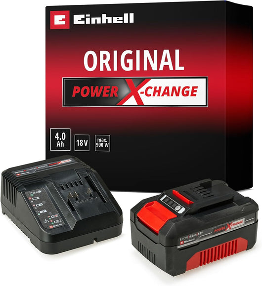 Kit Batteria al Litio Power X-Change 18V 4,0Ah con Caricabatteria Rapido Compatibile con Tutti gli Utensili Einhell