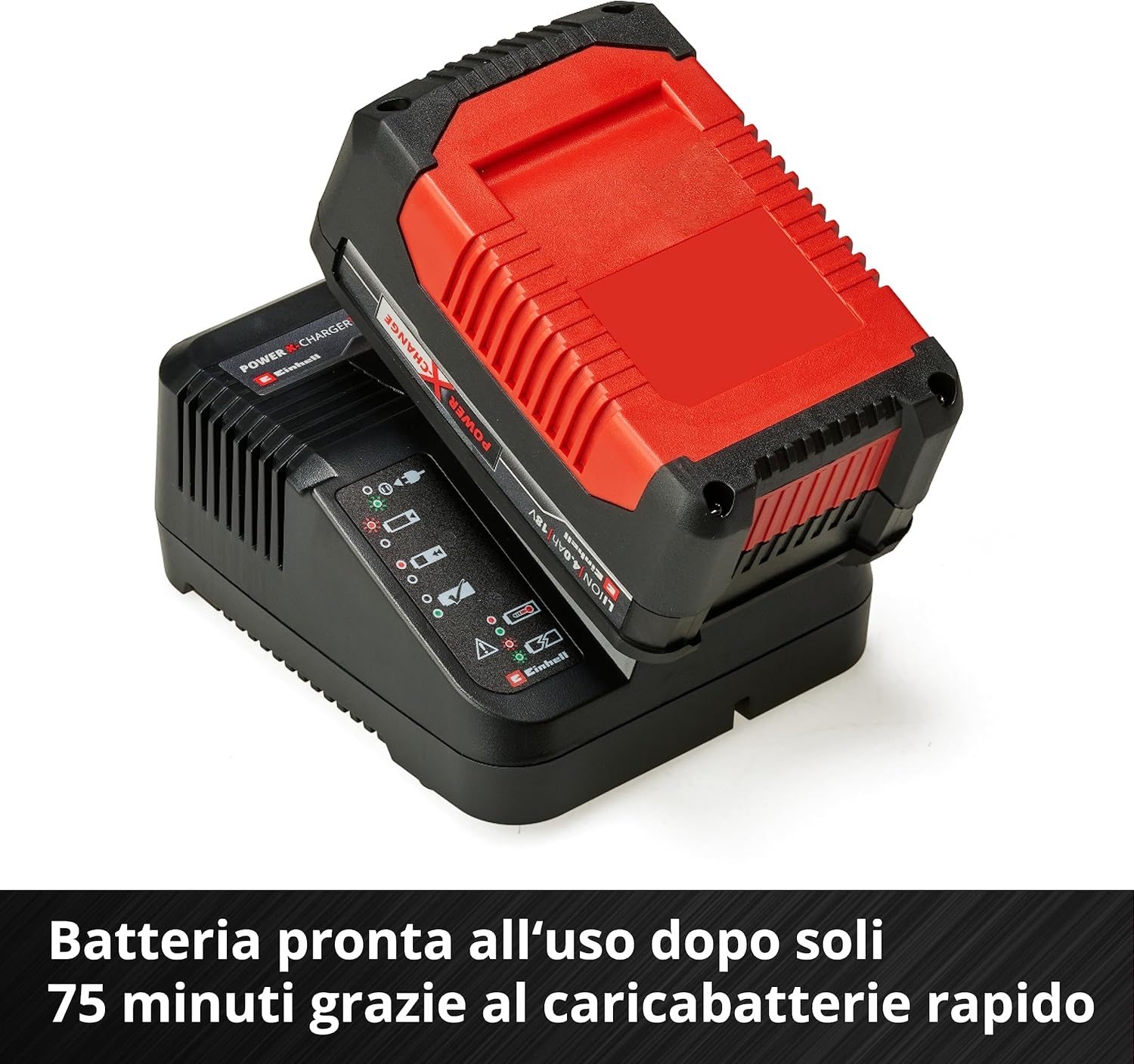 Kit Batteria al Litio Power X-Change 18V 4,0Ah con Caricabatteria Rapido Compatibile con Tutti gli Utensili Einhell