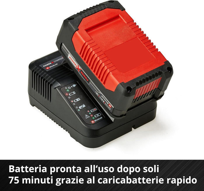 Kit Batteria al Litio Power X-Change 18V 4,0Ah con Caricabatteria Rapido Compatibile con Tutti gli Utensili Einhell