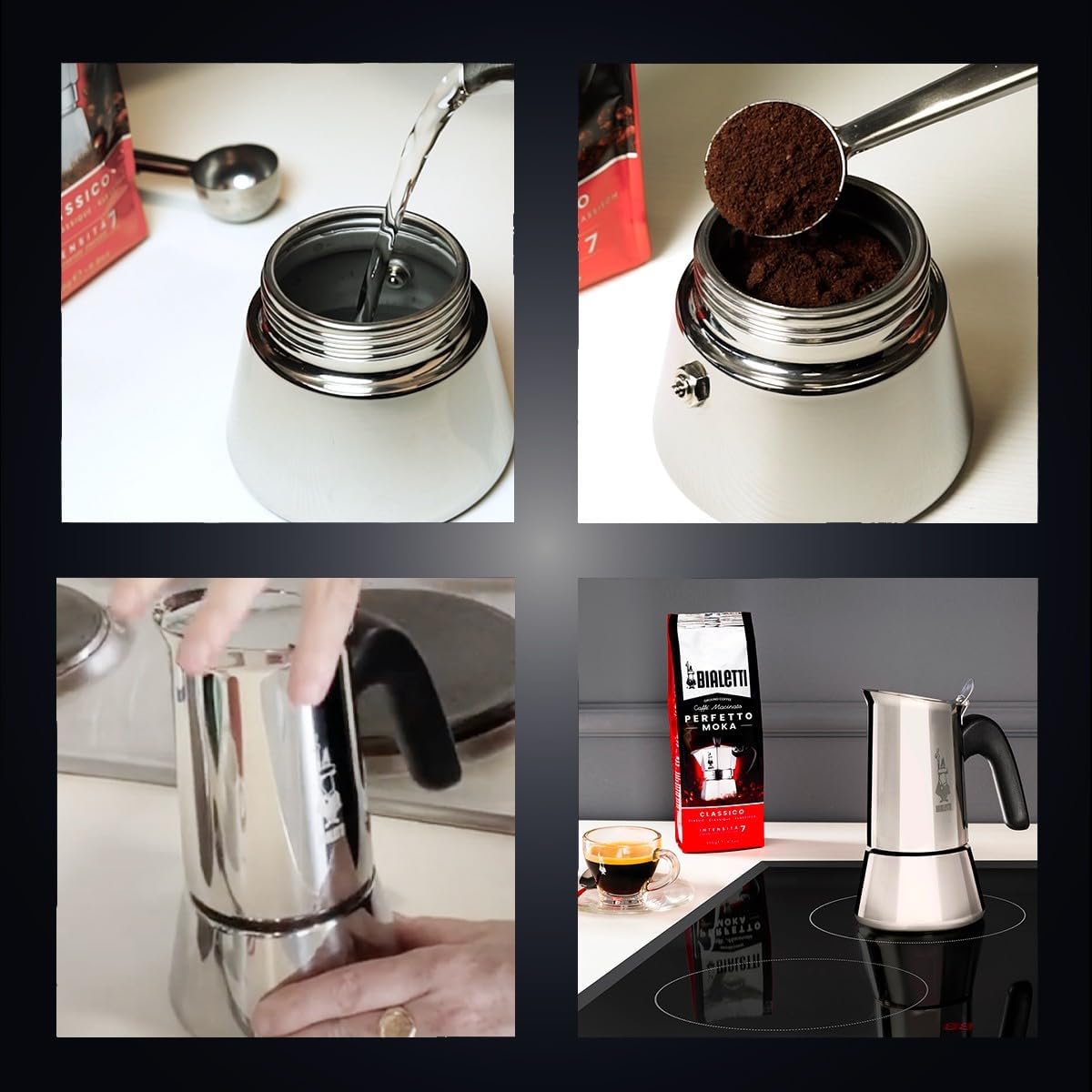 Caffettiera Venus 2 Tazze in Acciaio Inox caffè espresso Manico Ergonomico e Valvola di Sicurezza Bialetti