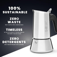 Caffettiera Venus 2 Tazze in Acciaio Inox caffè espresso Manico Ergonomico e Valvola di Sicurezza Bialetti