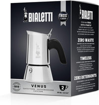 Caffettiera Venus 2 Tazze in Acciaio Inox caffè espresso Manico Ergonomico e Valvola di Sicurezza Bialetti